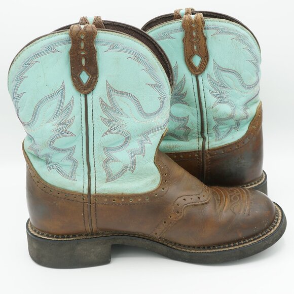 Justin Gypsy Aqua Chunky Waterproof Cowgirl Boots Women's Size 8B - Picture 3 of 10